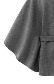 Soft Woven Poncho With Collar and Belt