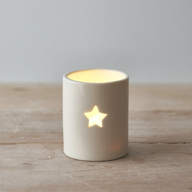 White Star Cut Tealight Holder