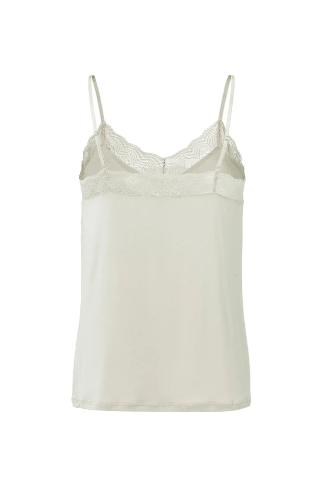 Lace strappy top with jersey body - Sand