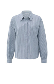 Striped blouse with chest pocket and long sleeves