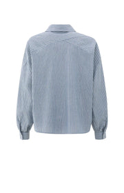 Striped blouse with chest pocket and long sleeves