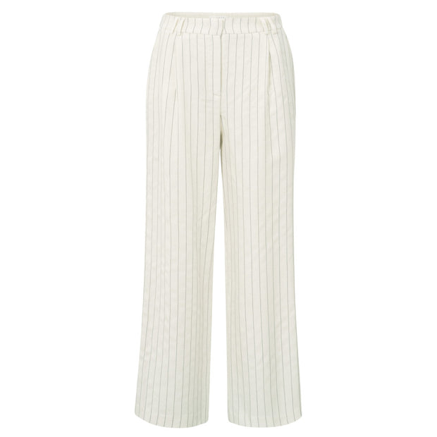 Striped Linen Blend Wide Leg Trousers