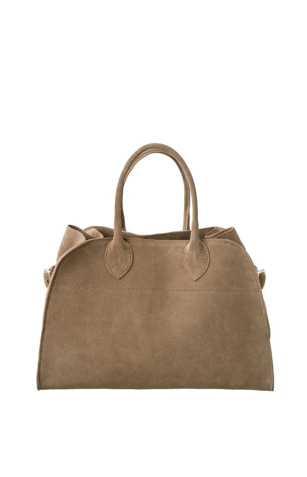 Suede Handbag with Buckle Detail - Brown - From Victoria Shop