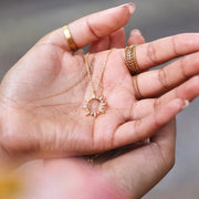 N044 Crystal Sunburst Pendant Necklace