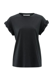 T-Shirt with Round Neck and pleated, rolled up sleeves