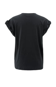 T-Shirt with Round Neck and pleated, rolled up sleeves