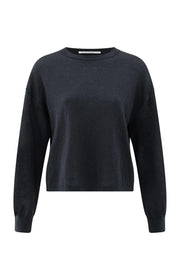 Textured knitted sweater with round neckline