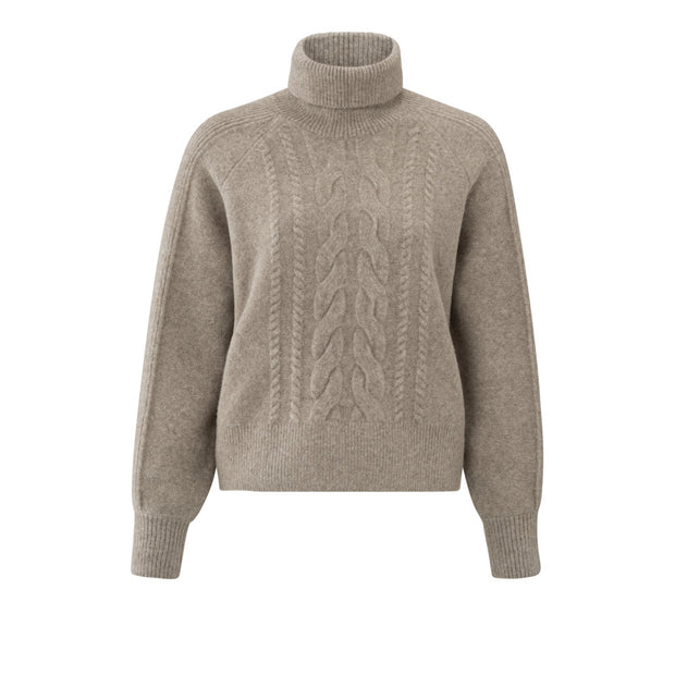 Turtleneck Sweater with Cable Pattern Knit