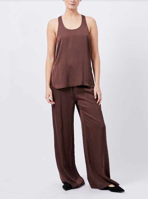 French Connection Sera Satin Tank Top, Walnut Brown