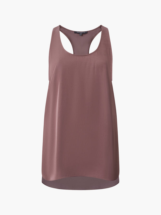 French Connection Sera Satin Tank Top, Walnut Brown