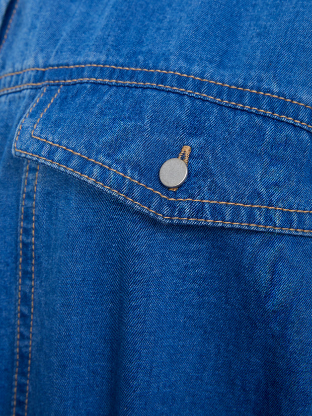 POCKET DETAIL OF Zaves Chambray Denim Dress