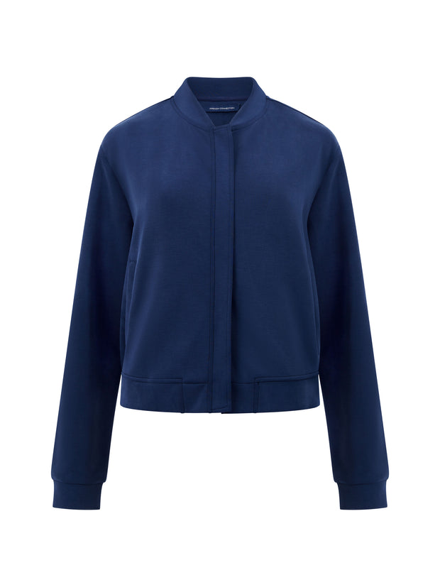 French Connection Wren Zip through bomber in midnight blue. From Victoria 