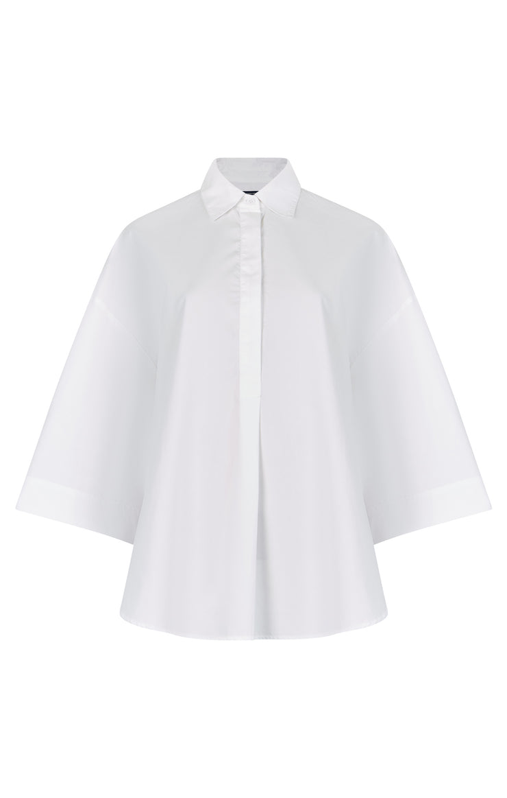 Rhodes White Poplin Popover Shirt - from victoria shop