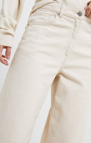detail of Denver Denim Wide Leg Jeans In Ecru - from victoria shop