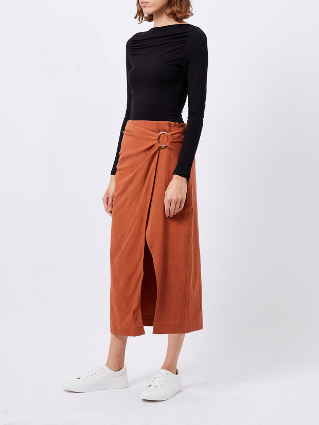 French Connection Ariette Linen Blend Slit Midi Skirt