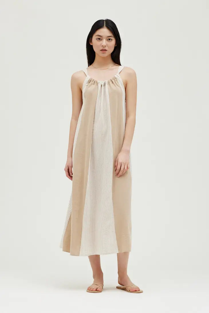Vertical Contrast Maxi Dress