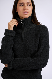 Oversized Dark Grey Sweater with Zip Detail - From Victoria shop