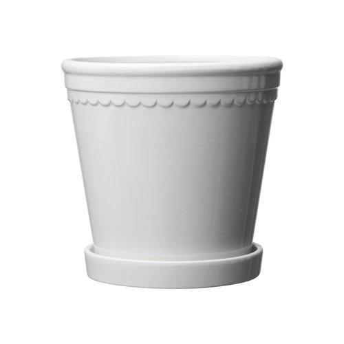 Astrid Plant Pot with Saucer (4 sizes) White