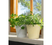 100% Recycled plastic Scalloped Planters - White Melange