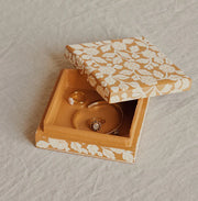 Square paper mache box in 'Mustard'