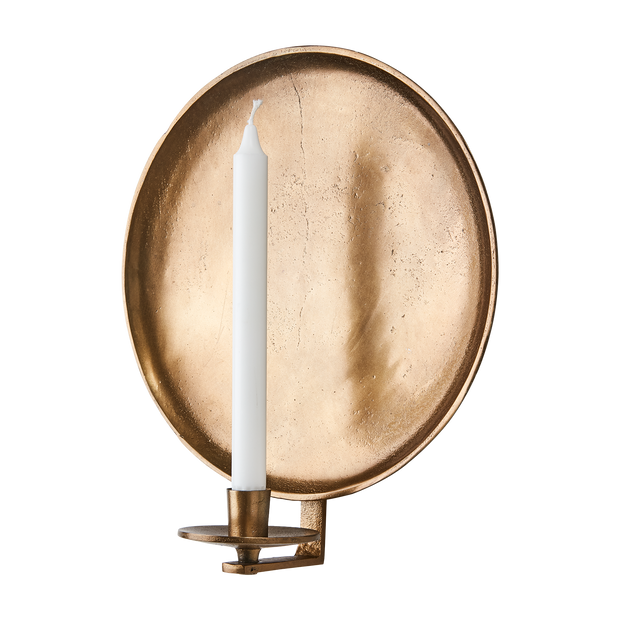 Carter brass wall candle holder with dinner candle 