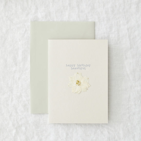 Happy Birthday Beautiful Pressed Flower Greetings Card