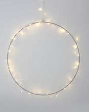 Hanging Silver Decoration Hoop - 45cm with wire lights