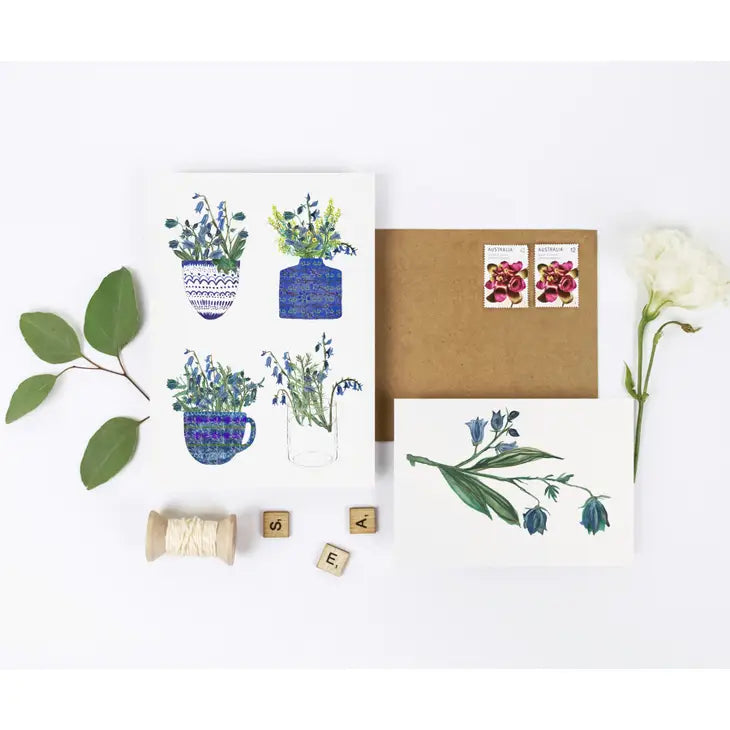 Bluebell Pots greeting card from Mary's House Designs