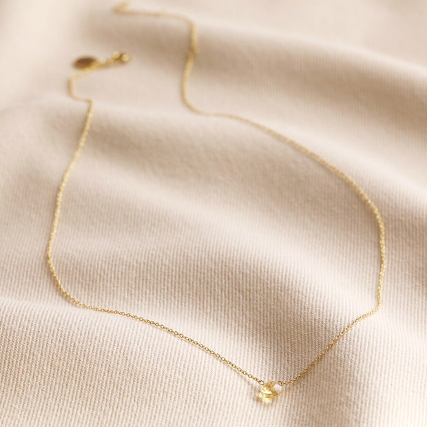 Semi-Precious Citrine Stone Teardrop Pendant Necklace in Gold - from victoria shop