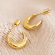 18K Gold Stainless Steel Half Moon Hoop Earrings