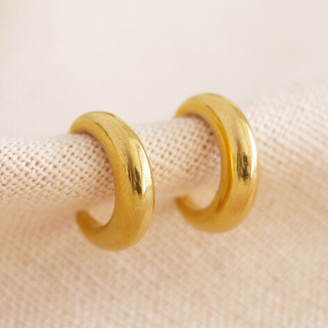 18K Gold Stainless Steel Half Moon Hoop Earrings - from victoria shop