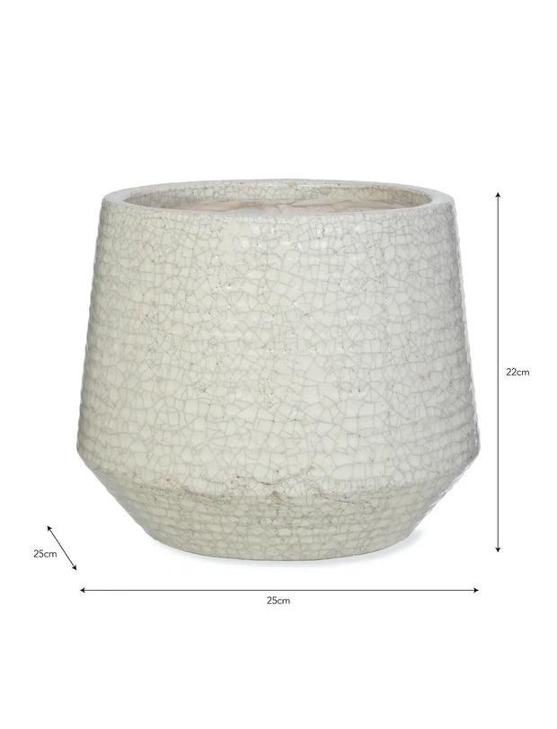 Ravello Large Ridged Ceramic Crackle Glaze Plant Pot with measurements