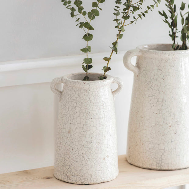 RAVELLO CRACKLED GLAZE WHITE VASE FROM VICTORIA 