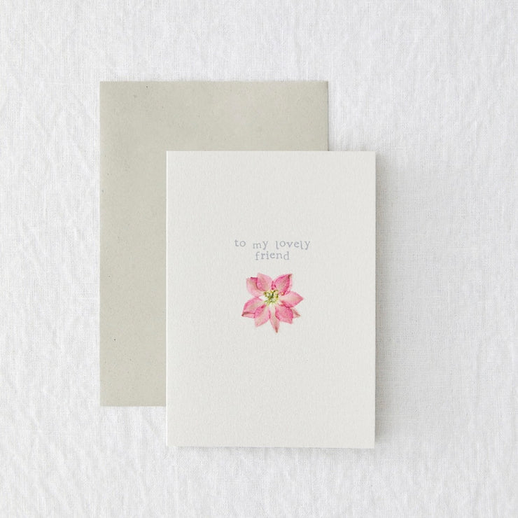Lovely Friend Pressed Flower Greetings Card