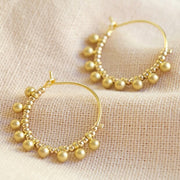 E050 Gold Beaded Ball Hoop Earrings