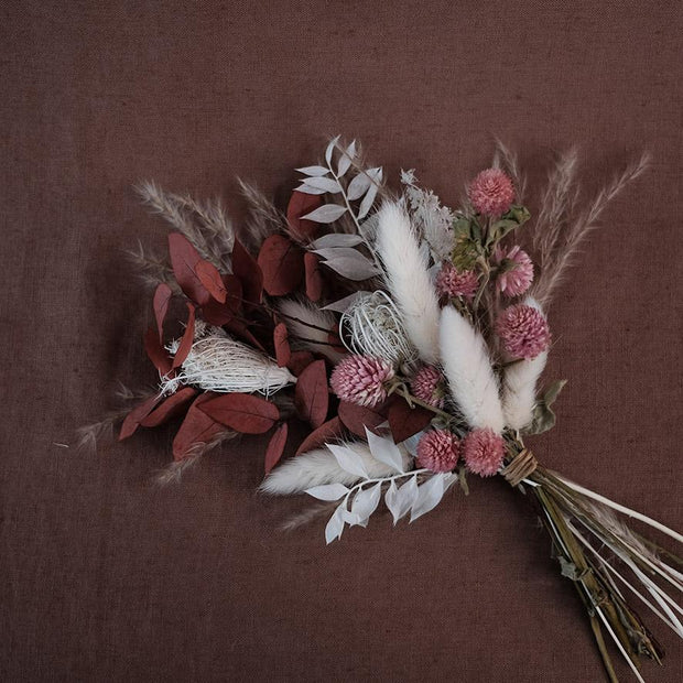 Mixed Dried Flower Mini Posy - Pink & White