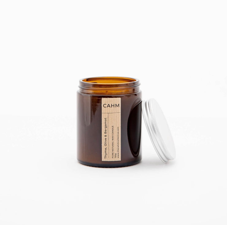 CAHM Amber Jar Candle- Thyme, Olive & Bergamot