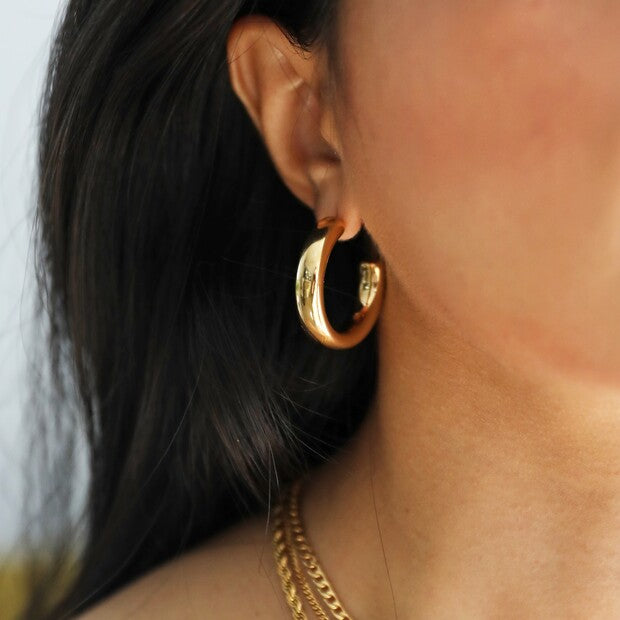 Large Chunky Hoop Earrings in Gold & Silver
