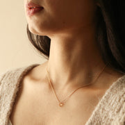 model wearing Semi-Precious Citrine Stone Teardrop Pendant Necklace in Gold