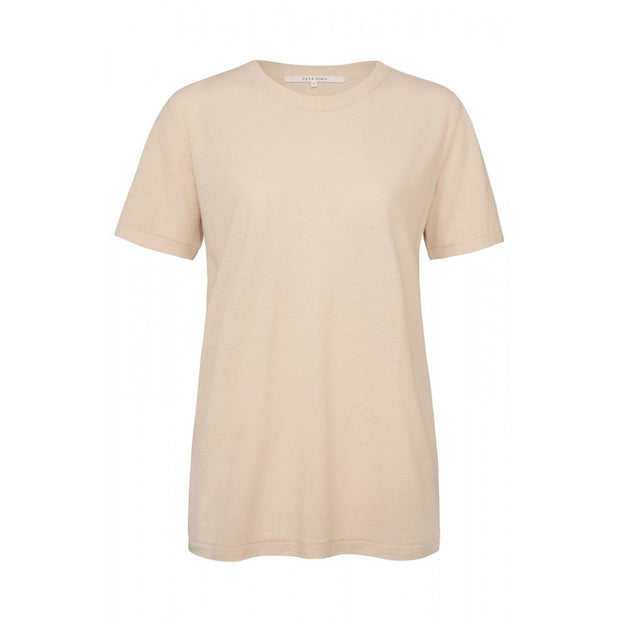 T shirt with crewneck, short sleeves in sand